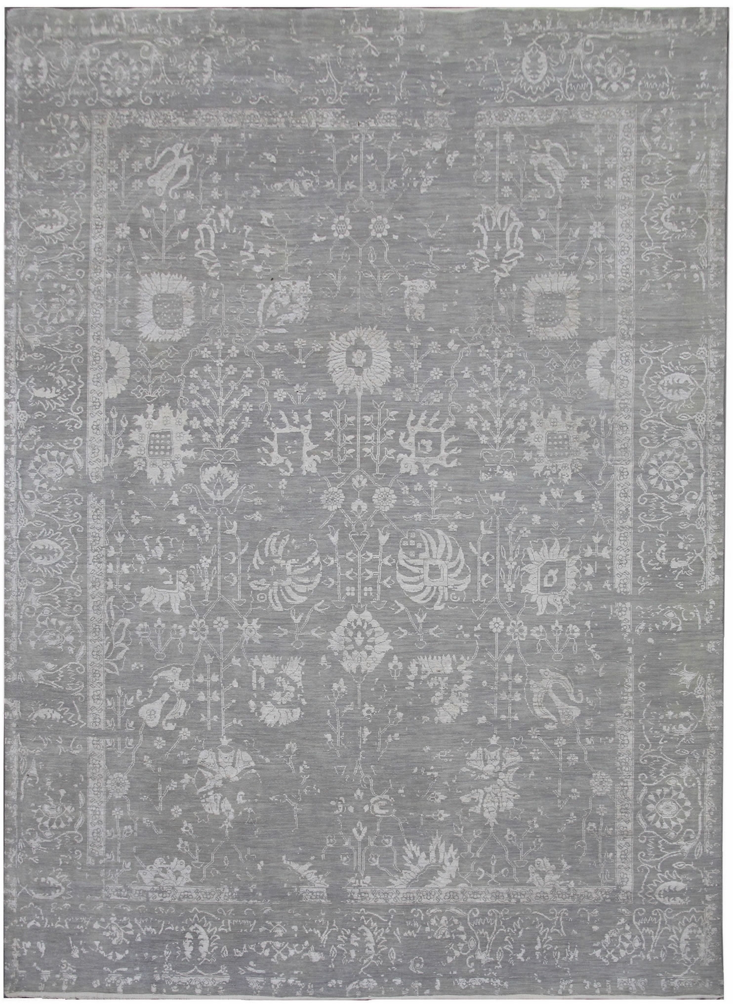 Ručne viazaný kusový koberec Diamond DC-VASE 3 Silver / silver - 140x200 cm Diamond Carpets koberce 