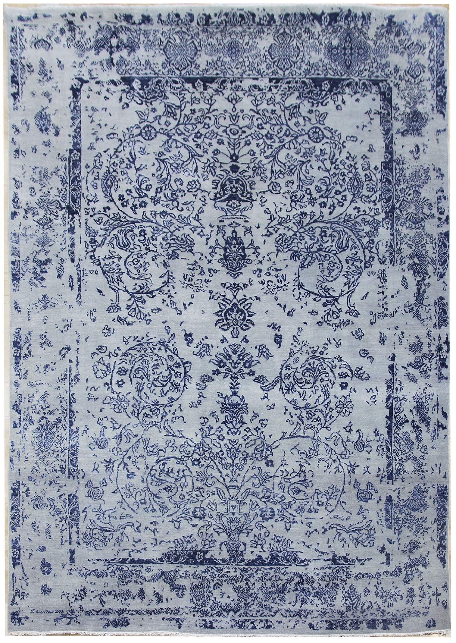 Ručne viazaný kusový koberec Diamond DC-JK ROUND Silver / peacock blue - 275x365 cm Diamond Carpets koberce 