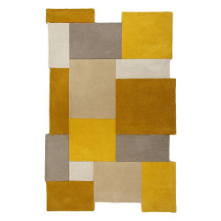 Ručne všívaný kusový koberec Abstract Collage Ochre / Natural