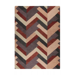 Rušný všívaný vlnený kusový koberec V & A Salon Red / Grey