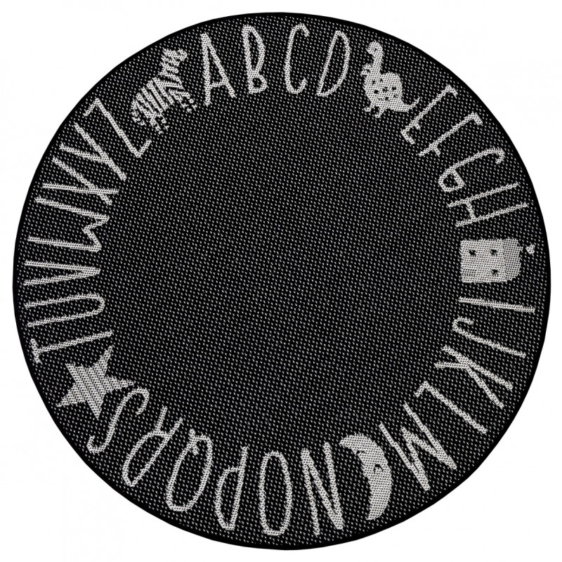 Detský kusový koberec Flatweave 104885 Black / Cream kruh