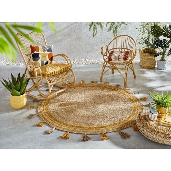 Kusový koberec Lunar Jute Circle Ochre