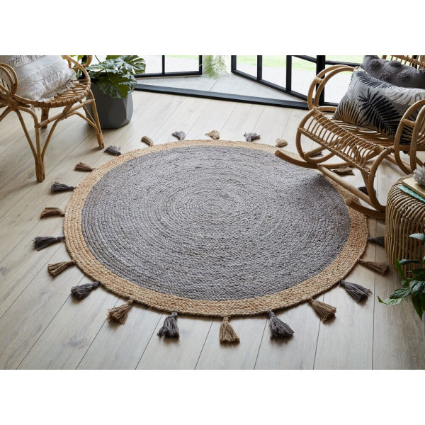 Kusový koberec Lunar Jute Circle Grey