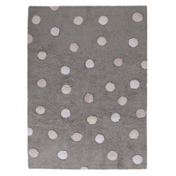 AKCIA: 120x160 cm Pre zvieratá: Prateľný koberec Tricolor Polka Dots Grey-Pink