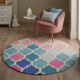 Ručne všívaný kusový koberec Illusion Rosella Pink/Blue kruh