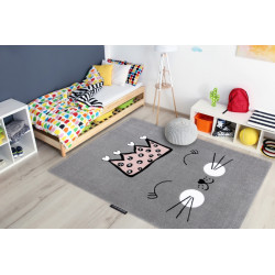 Detský kusový koberec Petit Cat crown grey