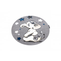 Detský kusový koberec Petit Elephant stars grey kruh