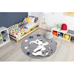 Detský kusový koberec Petit Elephant stars grey kruh