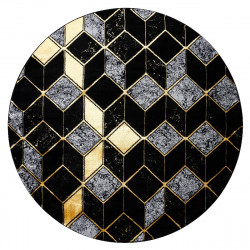 Kusový koberec Gloss 400B 86 3D geometric black/gold kruh