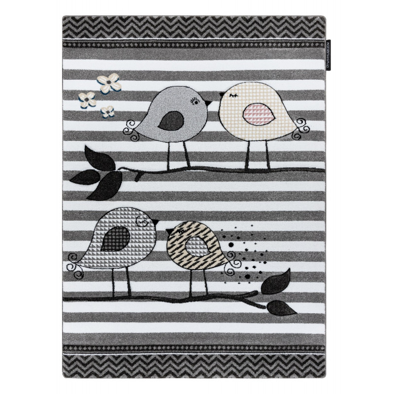 Detský kusový koberec Petit C549 Birds grey