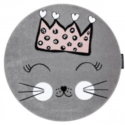 Detský kusový koberec Petit Cat crown grey kruh