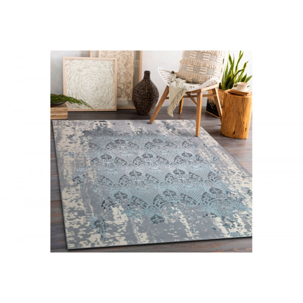 Kusový koberec Core W3824 Ornament Vintage cream/grey and blue