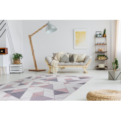 Kusový koberec Sion Sisal Triangles B3006A ecru/pink – na von aj na doma