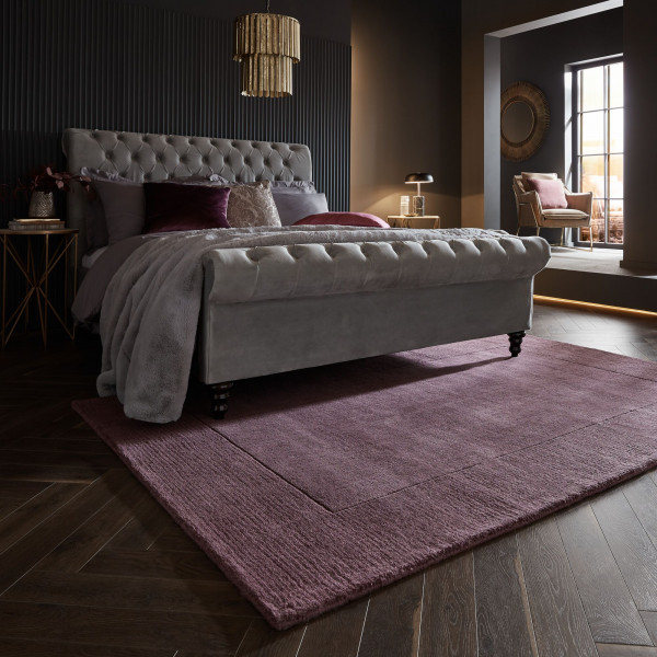 Kusový ručne tkaný koberec Tuscany Textured Wool Border Purple