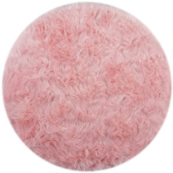 AKCIA: 120x120 (průměr) kruh cm Kusový koberec Faux Fur Sheepskin Pink kruh