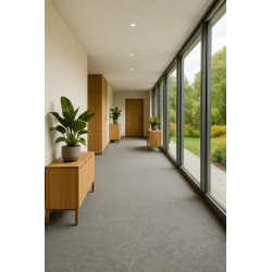 Metrážny koberec Santana 14 sivá s podkladom resine, záťažový