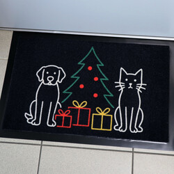 Rohožka Vianoce pri Psíku a mačičky 40x60 cm