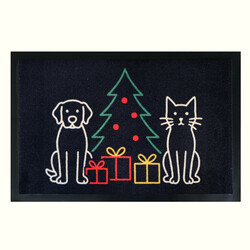 Rohožka Vianoce pri Psíku a mačičky 40x60 cm