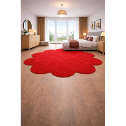 Kusový koberec Eton červený kvet