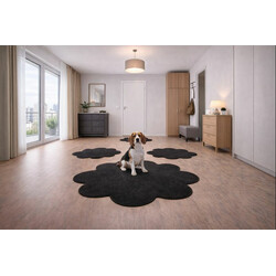 Kusový koberec Eton čierny kvetina