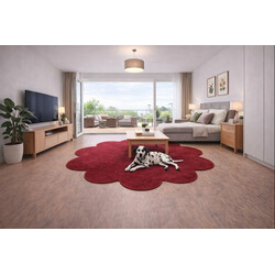 Kusový koberec Eton vínovo červený kvetina