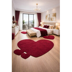 Kusový koberec Eton vínovo červený srdce