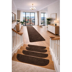 Nášlapy na schody Eton hnědý půlkruh, samolepící