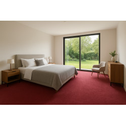 Metrážny koberec Eton vínovo červený - neúčtujeme odrezky z role