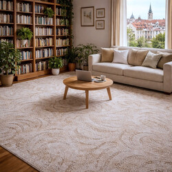 Kusový koberec Scroll béžový čtverec