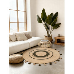 Kusový koberec Jute Braided 106322 Black kruh