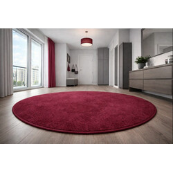 Kusový koberec Eton vínovo červený kruh