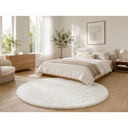 Kusový koberec Fluffy Shaggy 3500 white kruh