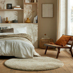 AKCE: 133x133 (priemer) kruh Kusový koberec Shaggy Teddy Natural kruh