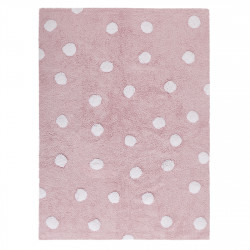 Ručne tkaný kusový koberec Polka Dots Pink-White