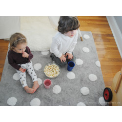 Ručne tkaný kusový koberec Polka Dots Grey-White