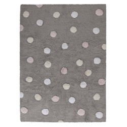 Ručne tkaný kusový koberec Tricolor Polka Dots Grey-Pink