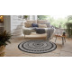Kusový koberec Mujkoberec Original Flatweave 104855 Black/Cream kruh – na von aj na doma