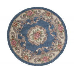 Ručne všívaný kusový koberec Lotus premium Blue kruh