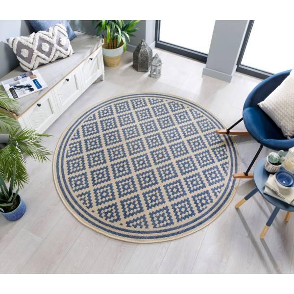 Kusový koberec Florence Alfresco Moretti Blue/Beige kruh