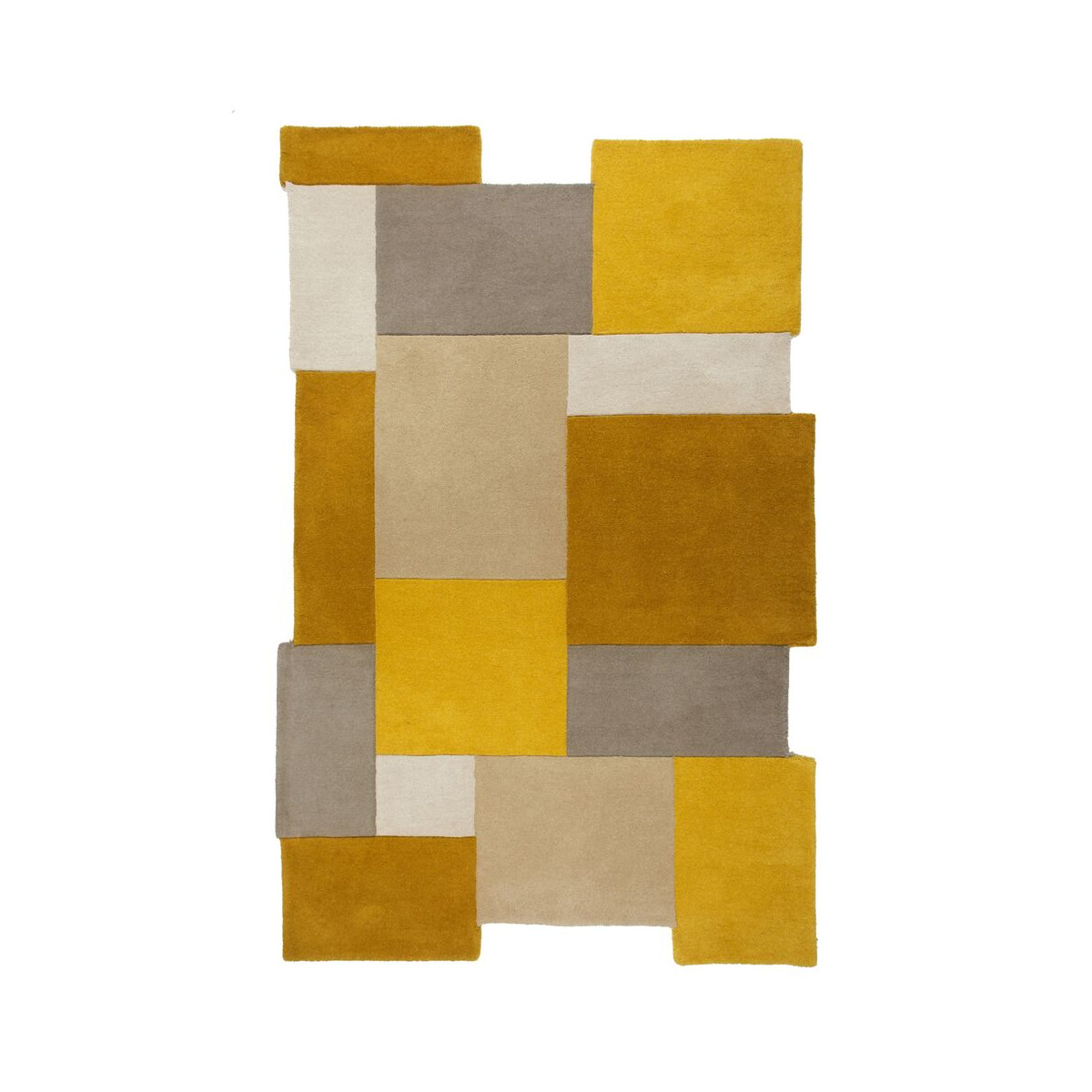 Ručne všívaný kusový koberec Abstract Collage Ochre / Natural