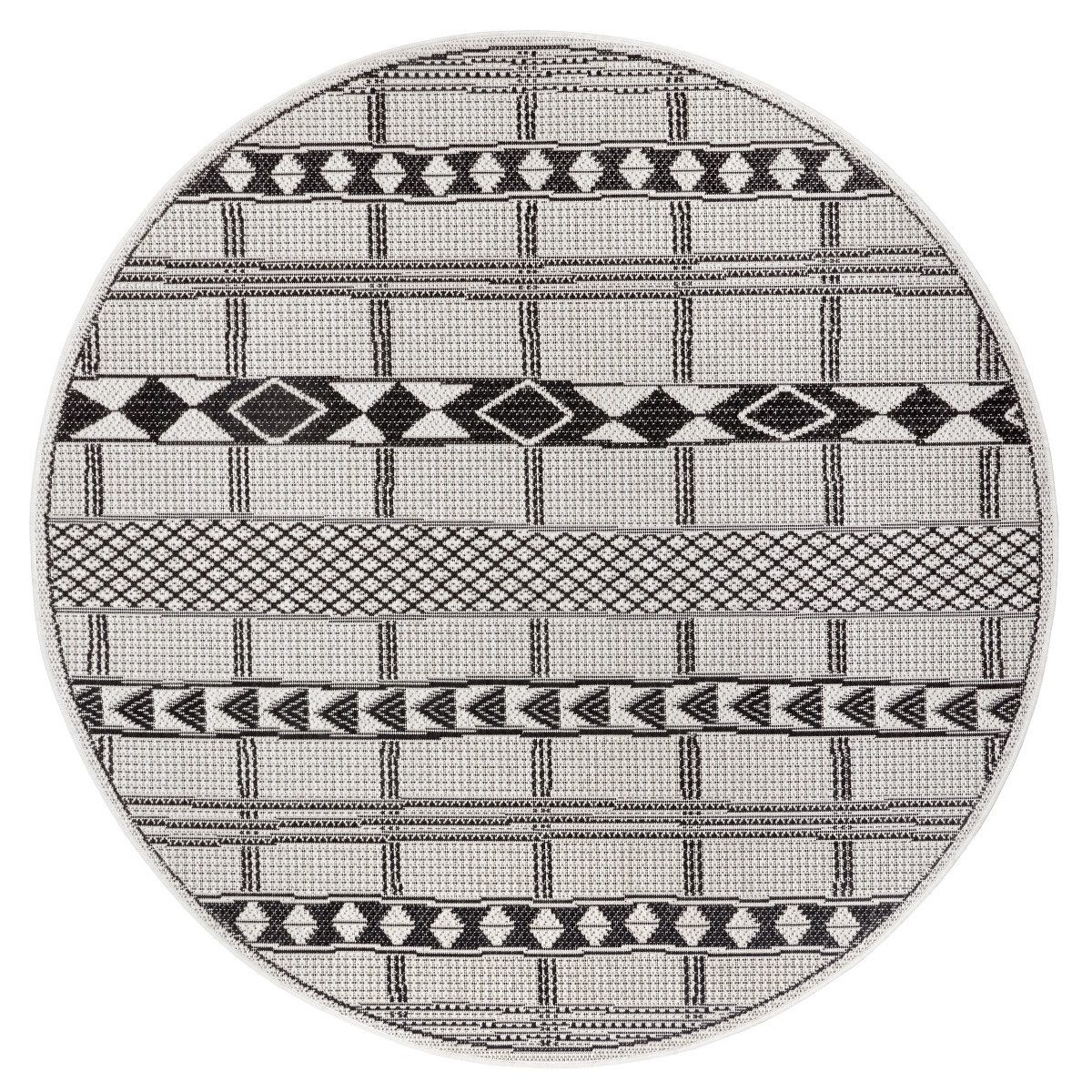 Kusový koberec Flatweave 104852 Black / Cream kruh