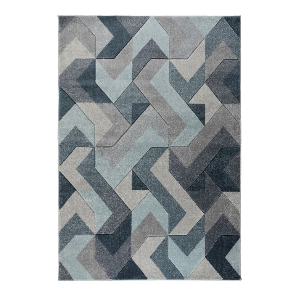 Flair Rugs, Kusový koberec Hand Carved Aurora Denim Blue, 200x290, modrá, kancelária