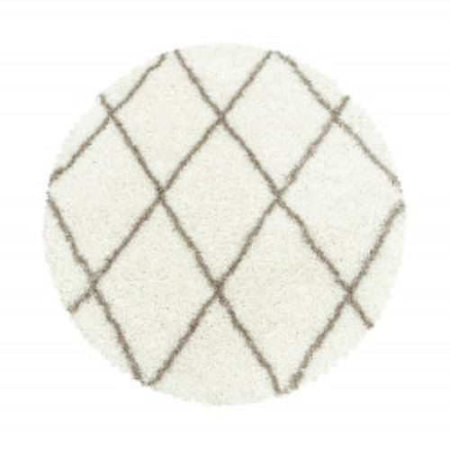 Ayyildiz, Kusový koberec Alvor Shaggy 3401 cream kruh, 200x200 (priemer) kruh, biela, obývacia izba
