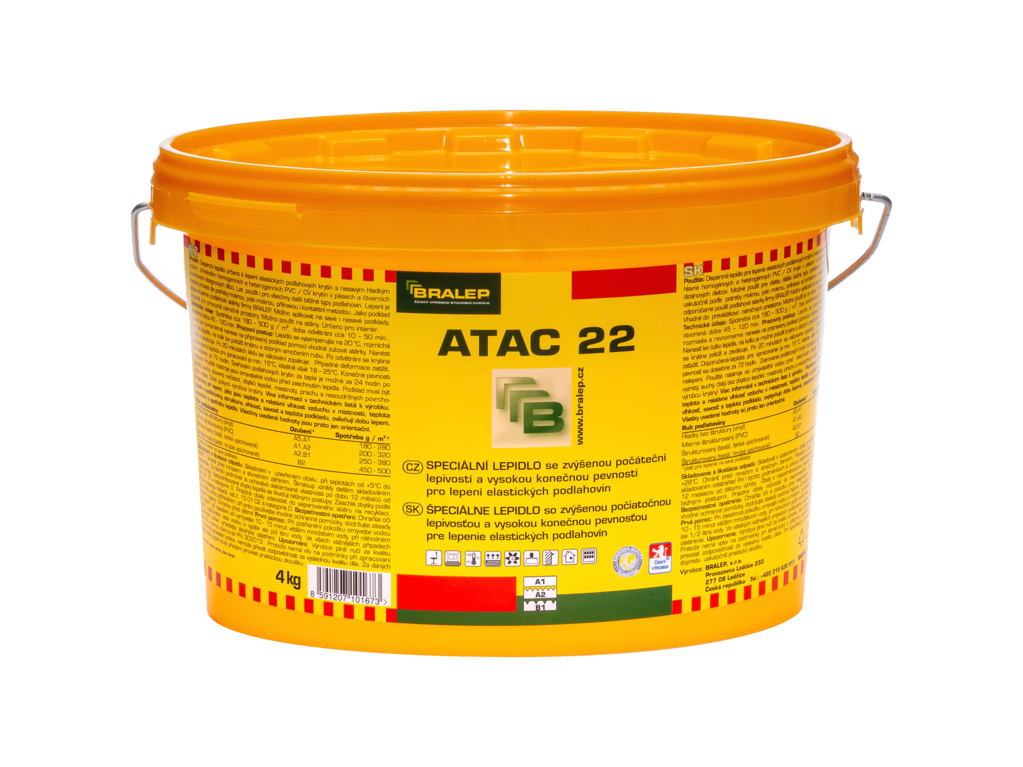 Disperzné lepidlo na vinyl, PVC a linoleum Bralep ATAC 22 - 4 kg Bralep 