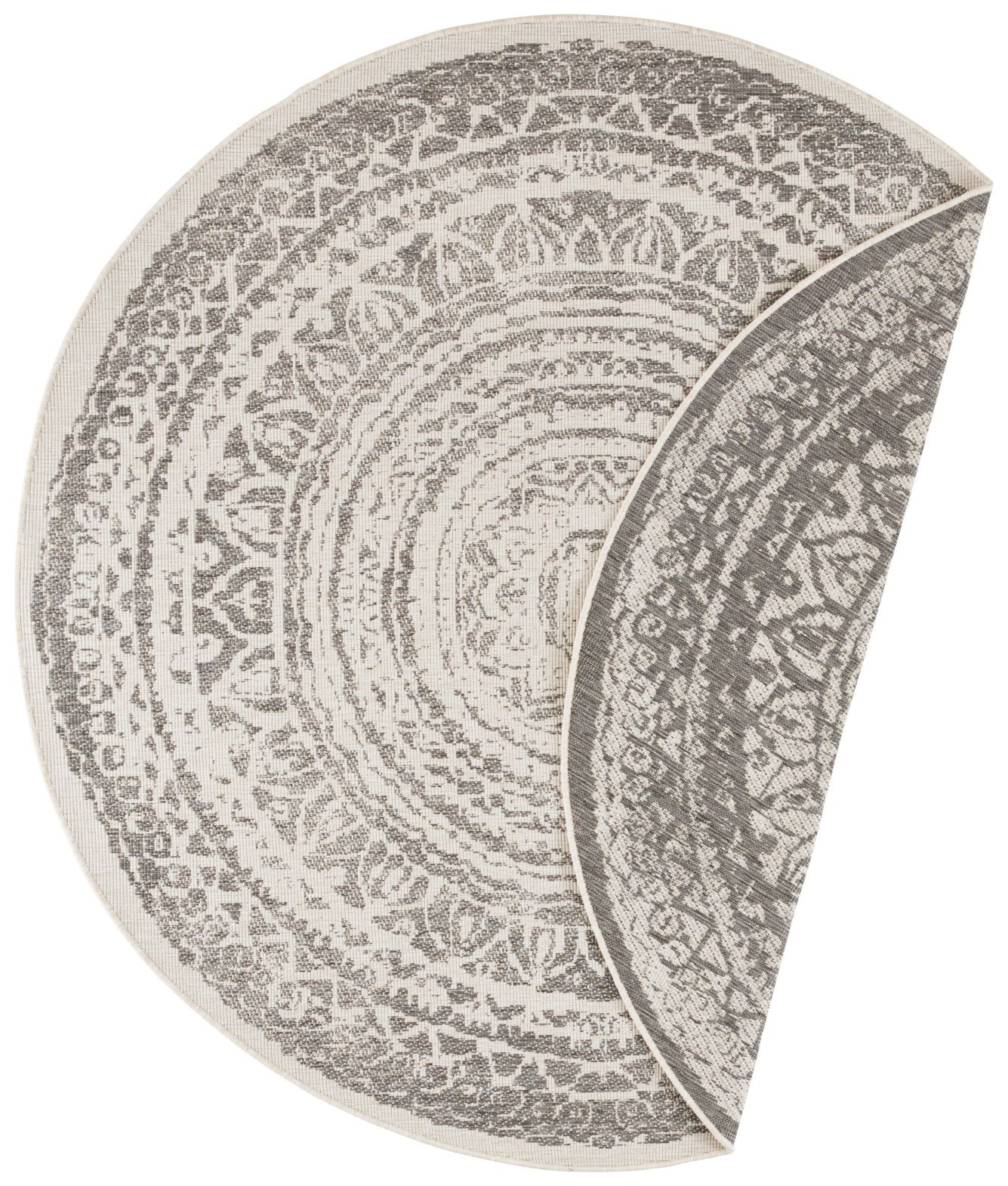 Mujkoberec Original, Kusový koberec Mujkoberec Original Nora 104156 Grey Creme kruh – na von aj na doma, 140x140 (priemer) kruh, šedá, chodba / predsieň