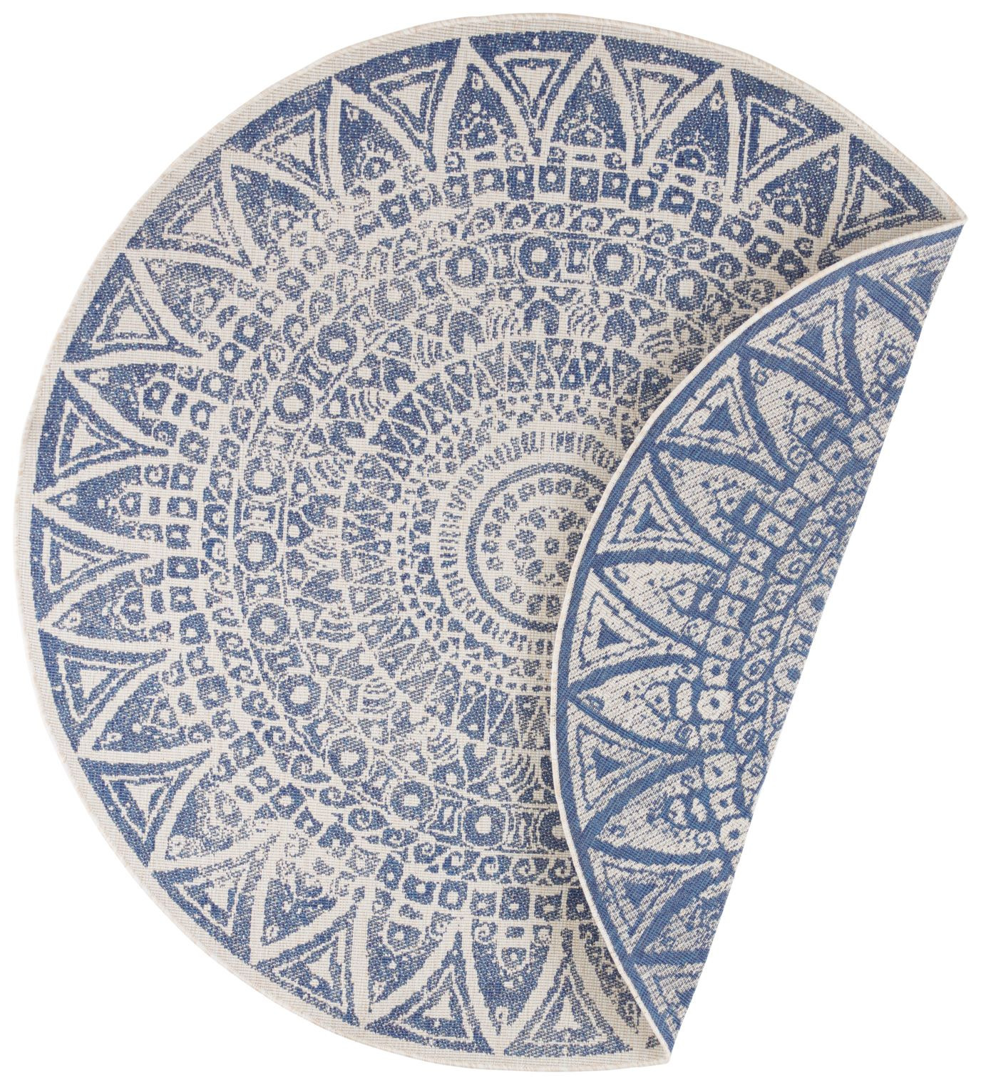 Mujkoberec Original, Kusový koberec Mujkoberec Original Nora 104162 Blue Creme kruh – na von aj na doma, 240x240 (priemer) kruh, modrá, chodba / predsieň