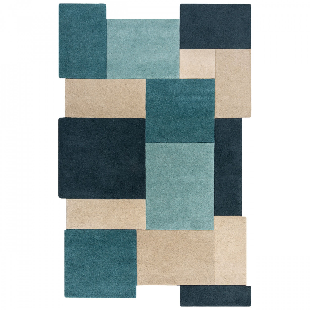 Ručne všívaný kusový koberec Abstract Collage Teal