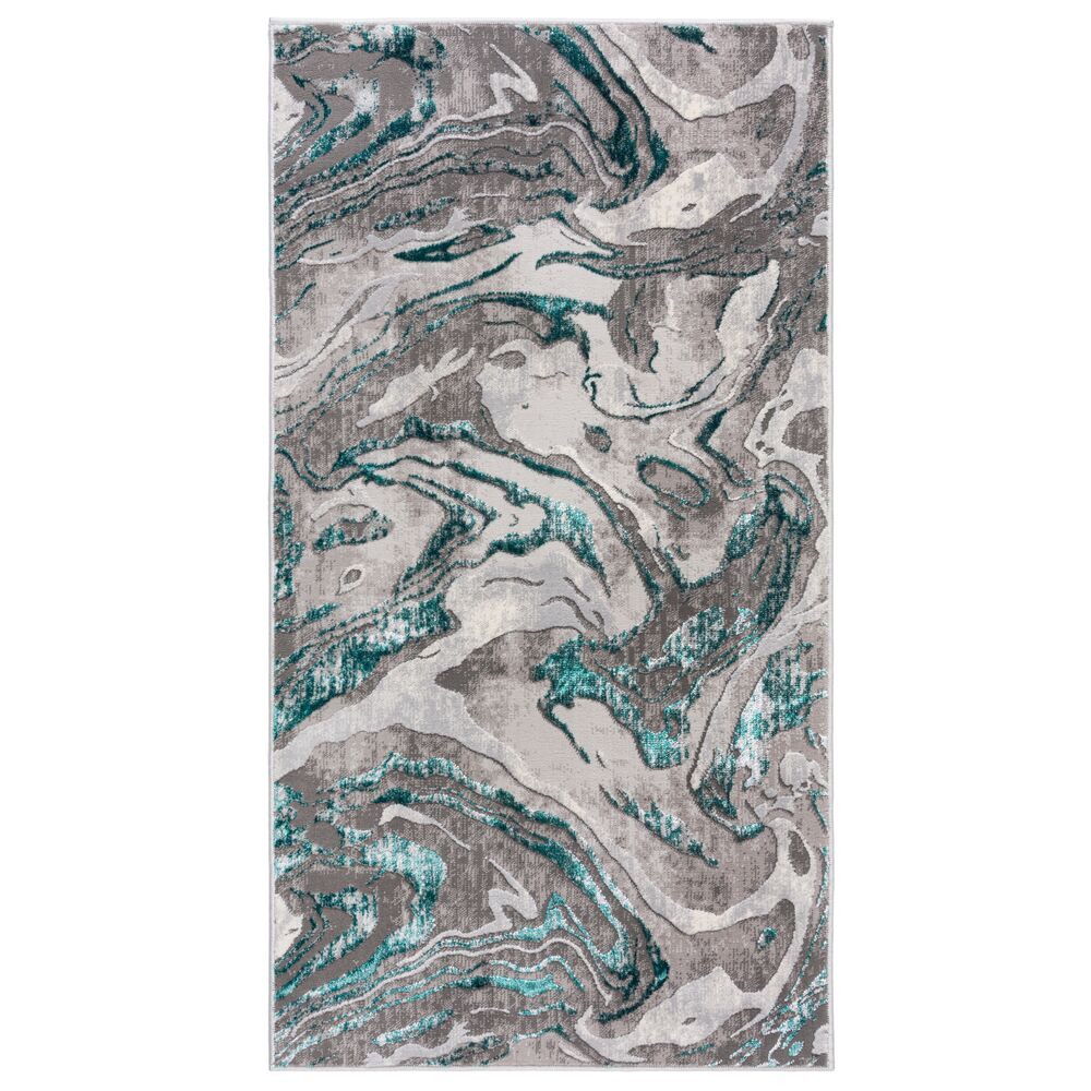 Flair Rugs, Kusový koberec Eris Marbled Emerald, 200x290, modrá, kancelária