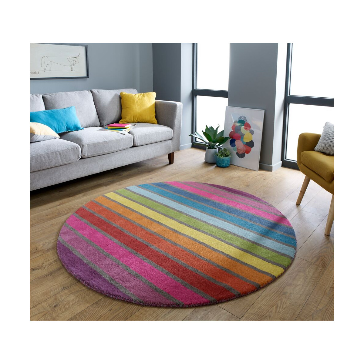 Ručne všívaný kusový koberec Illusion Candy Multi kruh