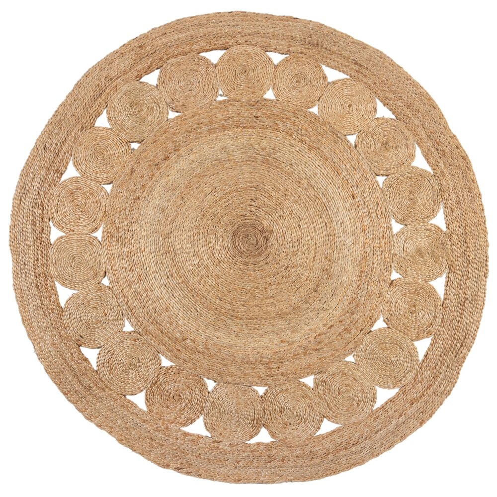 Flair Rugs, Kusový koberec Jute Arya Natural kruh, 150x150 (priemer) kruh, béžová, chodba / predsieň